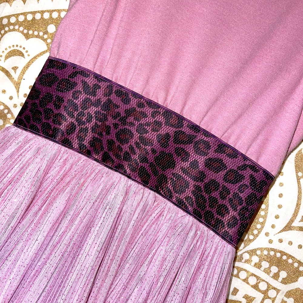 🌷HP🌷GORGEOUS “PIPPA & JULIE” GIRLS LIGHT MAUVE/CHEETAH PRINT PARTY DRESS, SZ 8 - Picture 2 of 9